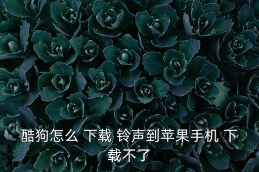酷狗怎么 下载 铃声到苹果手机 下载不了