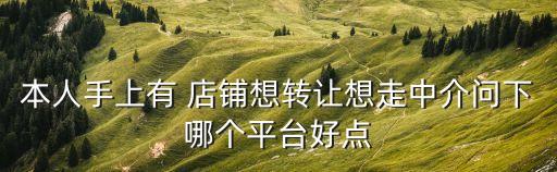 本人手上有 店铺想转让想走中介问下哪个平台好点