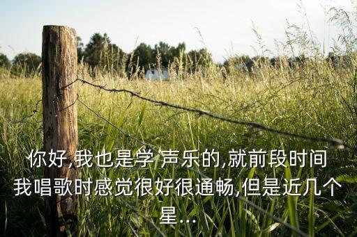你好,我也是学 声乐的,就前段时间我唱歌时感觉很好很通畅,但是近几个星...
