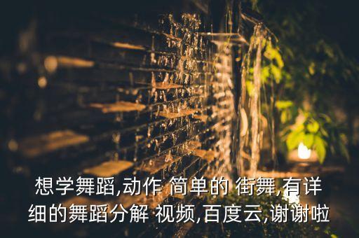想学舞蹈,动作 简单的 街舞,有详细的舞蹈分解 视频,百度云,谢谢啦