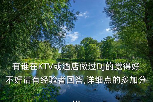 有谁在KTV或酒店做过DJ的觉得好不好请有经验者回答,详细点的多加分...