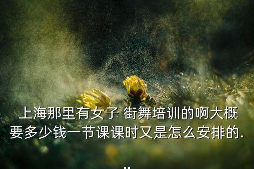  上海那里有女子 街舞培训的啊大概要多少钱一节课课时又是怎么安排的...