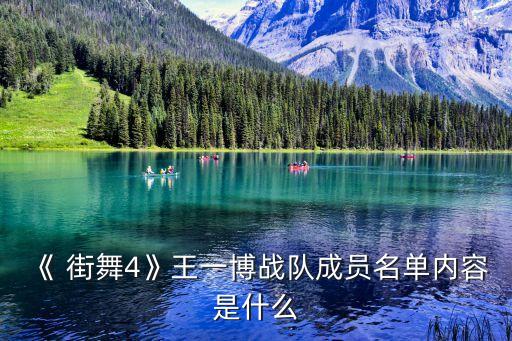 《 街舞4》王一博战队成员名单内容是什么