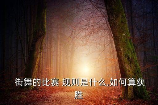  街舞的比赛 规则是什么,如何算获胜