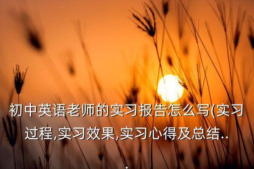 初中英语老师的实习报告怎么写(实习过程,实习效果,实习心得及总结...