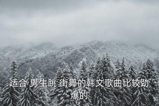 适合 男生跳 街舞的韩文歌曲比较劲爆的