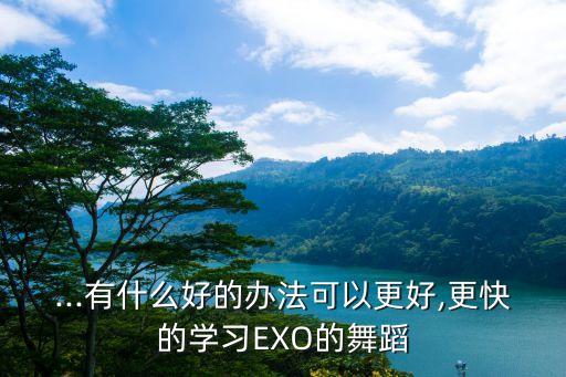 ...有什么好的办法可以更好,更快的学习EXO的舞蹈
