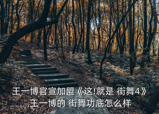 王一博官宣加盟《这!就是 街舞4》,王一博的 街舞功底怎么样